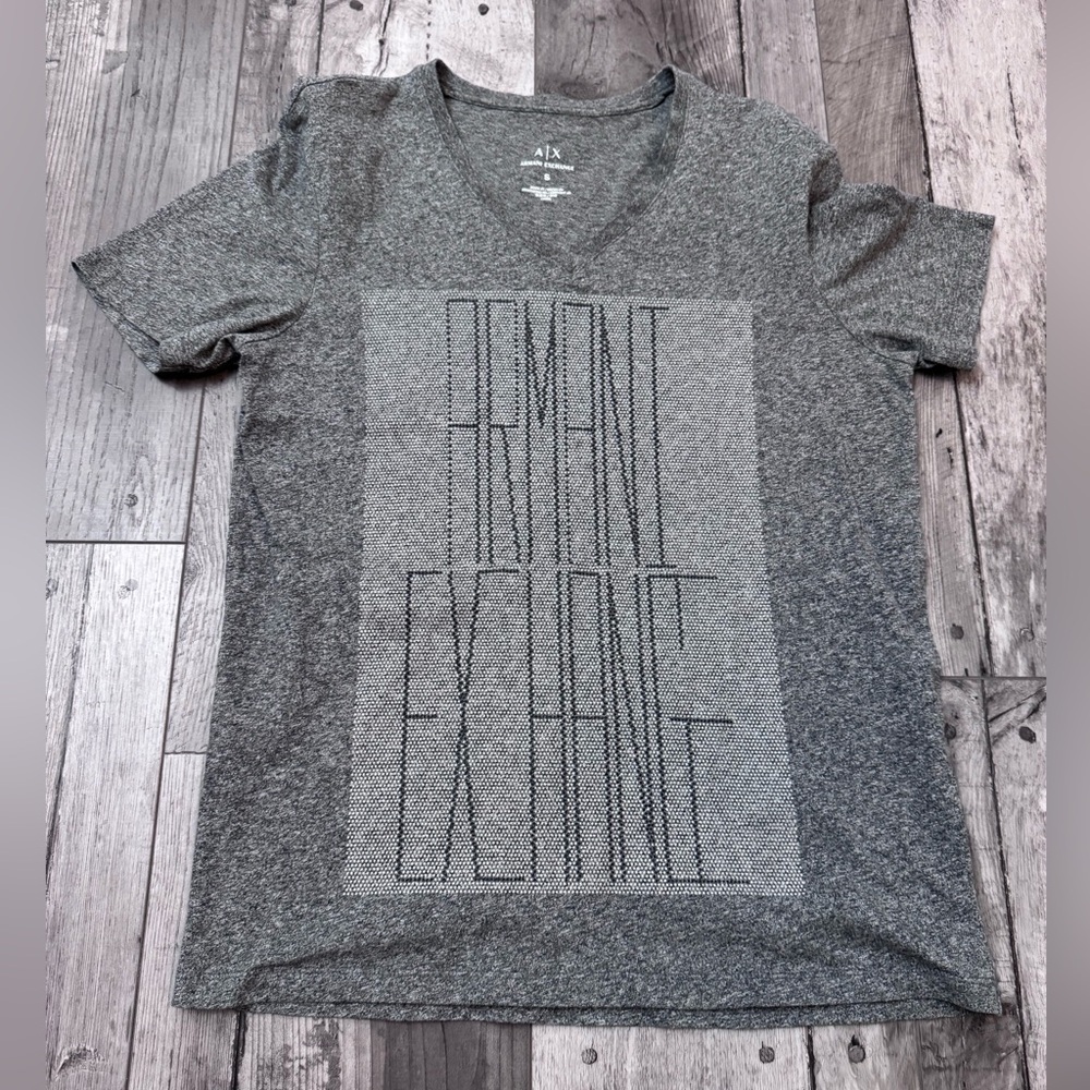 Armani Exchange A|X Men's V-Neck Gray Tee Fitted T-Shirt Small